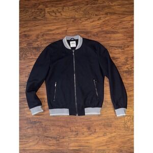 Men Zara Bomber Lined Jacket Blue Lined Medium